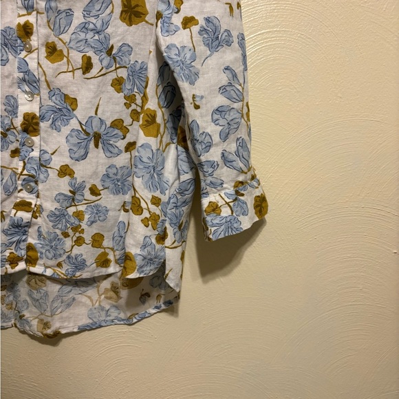 Joie Blue and Gold Floral Button Down Shirt - Picture 6 of 7